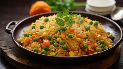 Fried rice with peas and carrot