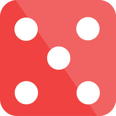 Five White Dots on Red Die - EPS Vector Illustration for Gaming and Probability Concepts