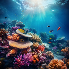 Dive into the ocean to capture the vibrant colors of a coral reef