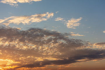 Clouds in the sky at a colorful sunset