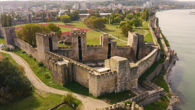 Aerial view of Smederevo Fortress in Serbia