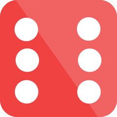 Six White Dots on Red Die - EPS Vector Illustration for Gaming and Probability Concepts