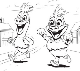 cheerful chicks hand drawn coloring page for kids