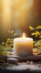 Obraz na płótnie Canvas Create an image capturing the soft and tranquil glow of a burning candle, AI generated, background image