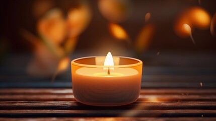 Create an image capturing the soft and tranquil glow of a burning candle, AI generated, background image
