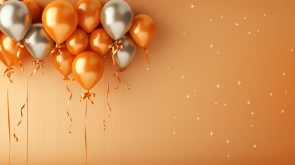 Celebration party banner with gold color balloons background. 