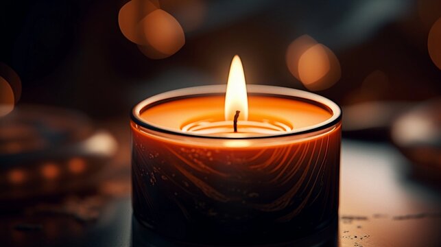 Illustrate the close-up details of a scented candle, highlighting the subtle textures and colors, AI generated, background image