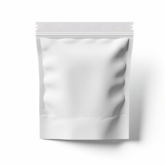 a white Doypack blank mockup, lying on a white backround, shadow - Generative AI
