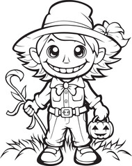 halloween celebration hand drawn witch illustration for coloring book