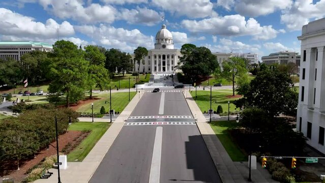 state capital in montgomery alabama aerial over the capital building