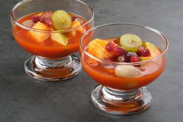 Asinan Buah (pickled fruit), Indonesian dessert made from preserved tropical fruits. Spicy, sweet and sour taste.
