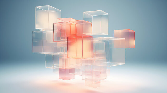 Abstract modern art 3D separated cubes - Generative AI