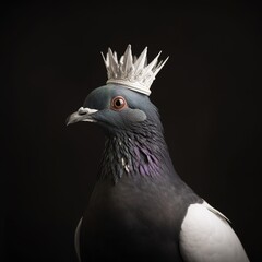 Portrait of a majestic Pigeon with a crown