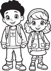 hand drawn kawai style coloring book page for kids