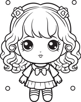 hand drawn kawai style coloring book page for kids