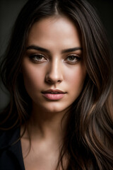 Fototapeta premium Portrait of a beautiful woman with a simple black dress