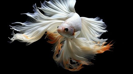 Close up of white platinum betta fish or Siamese fight