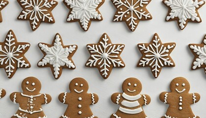 AI-generated illustration of an array of freshly-baked festive gingerbread cookies