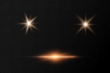 Poster Set of realistic vector gold stars png. Set of vector suns png. Golden flares with highlights. © Александр Боярин
