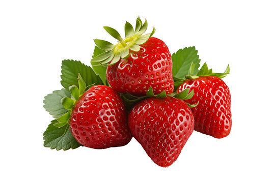 strawberries red isolated on transparent background, PNG file, professional studio photo