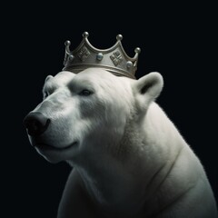 Portrait of a majestic Polar bear with a crown