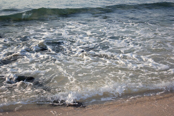 Close-up of the seaside beach.