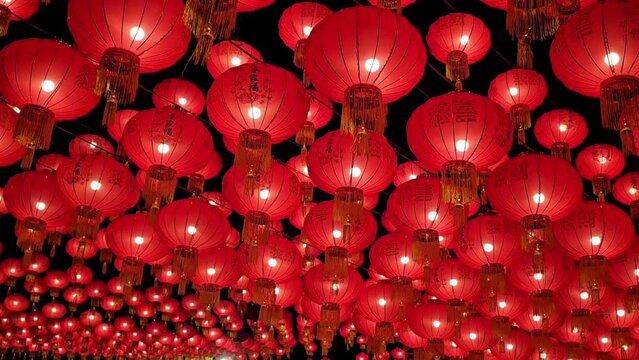 Chinese lanterns at traditional events of Thai-Chinese people in Thailand.