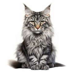 Obraz premium Maine_Coon_cat_photorealism_style_on_white_background