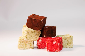 Home made healthy sweets.
hand-made vegan truffles and candies with coconut and pumpkon
