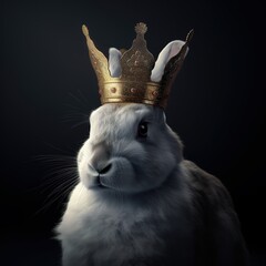 Portrait of a majestic Rabbit with a crown