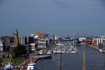 Panorama of the Port Bremerhaven at the North Sea