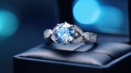 Platinum diamond ring with 3D rendering design placed