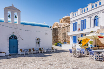 Characteristic small square with churc in Chorio village, Kimolos island GR © Davide D. Phstock