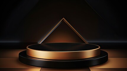 Realistic luxury gold 3D cylinder pedestal podium