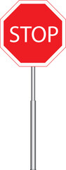 Vibrant Red Stop Sign EPS Vector - Bold Symbol for Attention and Warning Concepts, stop sign isolated on white