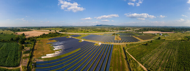 Solar panels system power generators from the sun. Energy Transition in Chonburi Thailand. sun...