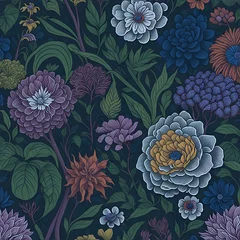 Gordijnen Flower design elements. Exotic flower jungle and plants. Contemporary modern trendy. Generative AI © Sinee