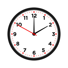 Vector illustration of a wall clock at 2 o'clock, white background