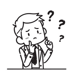 Young man cartoon character Confused thinking about problem vector illustration cartoon hand draw