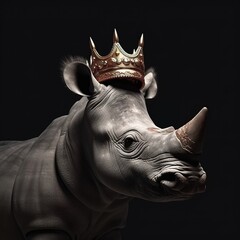Fototapeta premium Portrait of a majestic Rhinoceros with a crown