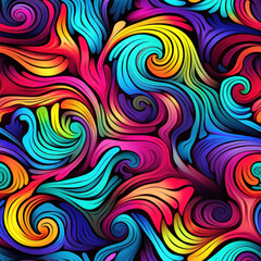 Psychedelic and trippy seamless pattern tile background