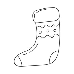 Christmas sock in doodle style. Hand drawn.