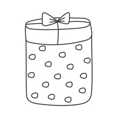 Gift box in doodle style. Hand drawn.