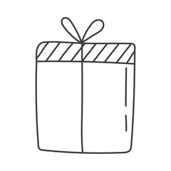 Gift box in doodle style. Hand drawn.