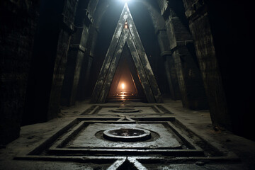 secret underground tunnels, occult symbolism. - Generative AI