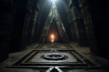 Fotobehang secret underground tunnels, occult symbolism. - Generative AI © seogi