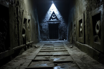 secret underground tunnels, occult symbolism. - Generative AI - obrazy, fototapety, plakaty