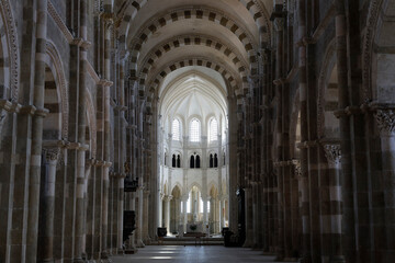 Fototapeta premium Saint Mary Magdalene basilica, Vezelay, France. Nave
