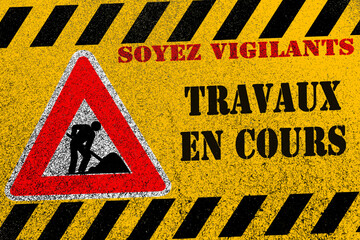 Obraz premium travaux en cours sur asphalte 