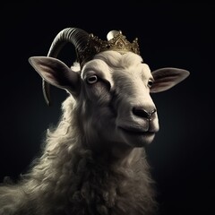 Portrait of a majestic Sheep with a crown